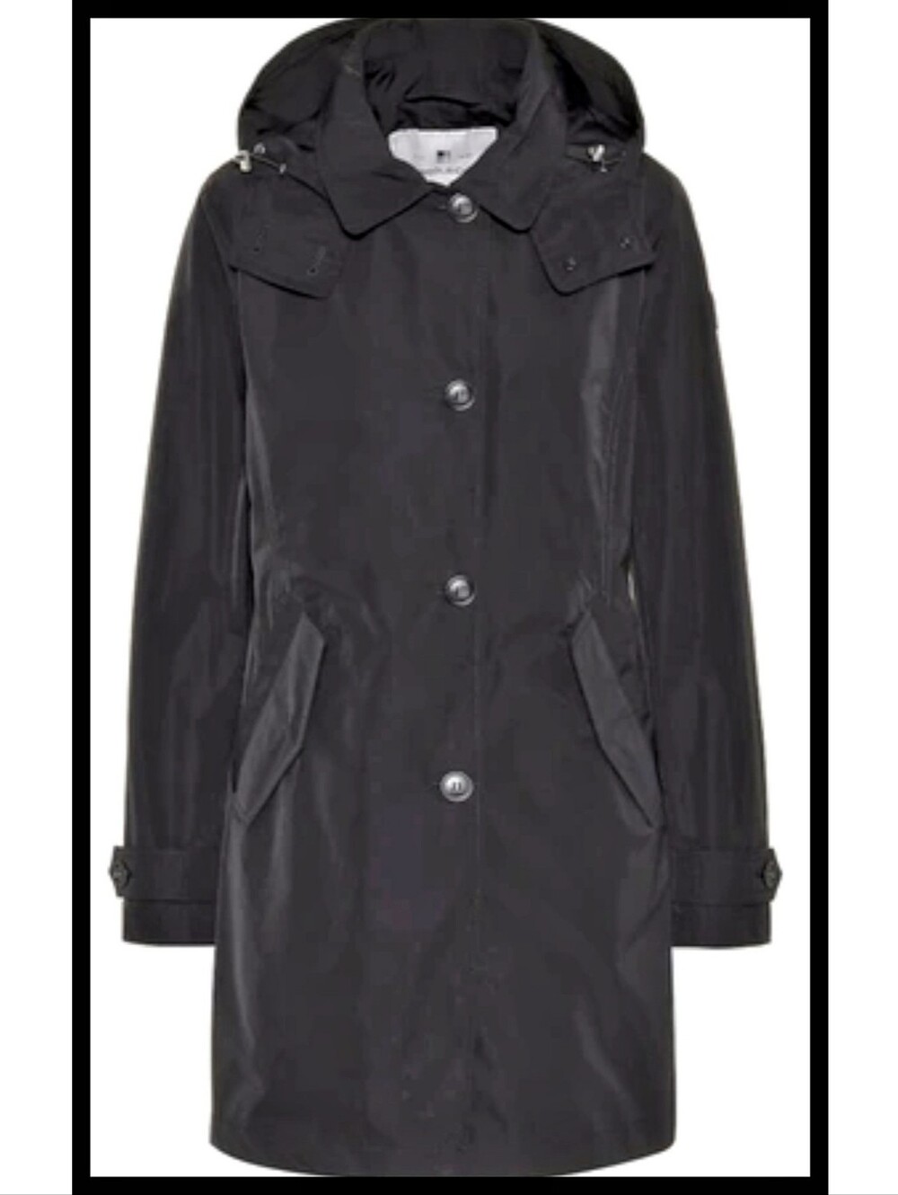 Woolrich 100% Polyester Lightweight Midi Parka Jacket Detachable Hood Black XS